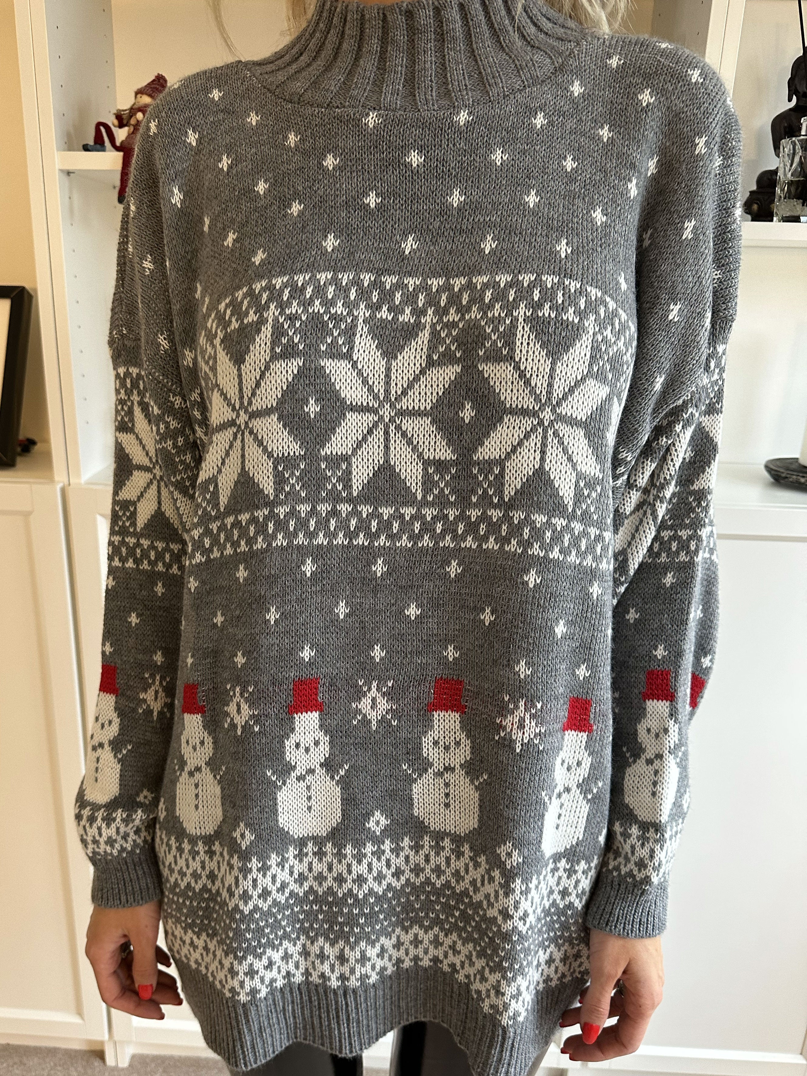 Snowman - Söt plus size jultröja med snögubbar